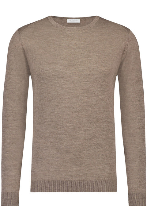 Rundhals-Ausschnitt-Pullover <br />
aus 100 % Merinowolle - taupe