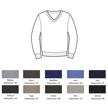 V-Ausschnitt-Pullover <br />
aus 100 % Merinowolle - jeans - Ansicht 2