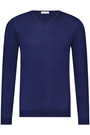V-Ausschnitt-Pullover <br />
aus 100 % Merinowolle - nachtblau - Ansicht 1